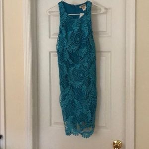 Teal lace bodycon dress